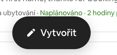 Airbnb tlačítko Vytvořit